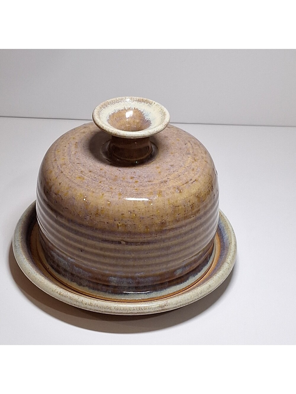 Vintage Jane Snider Studio Pottery Covered Butter Dish Cheese Dome Signed Canada